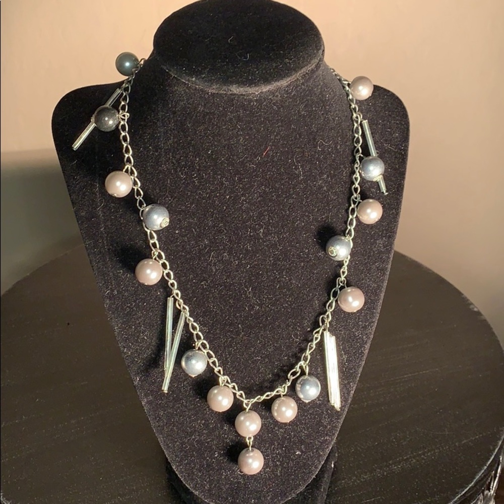 Silver Necklace with Pearls